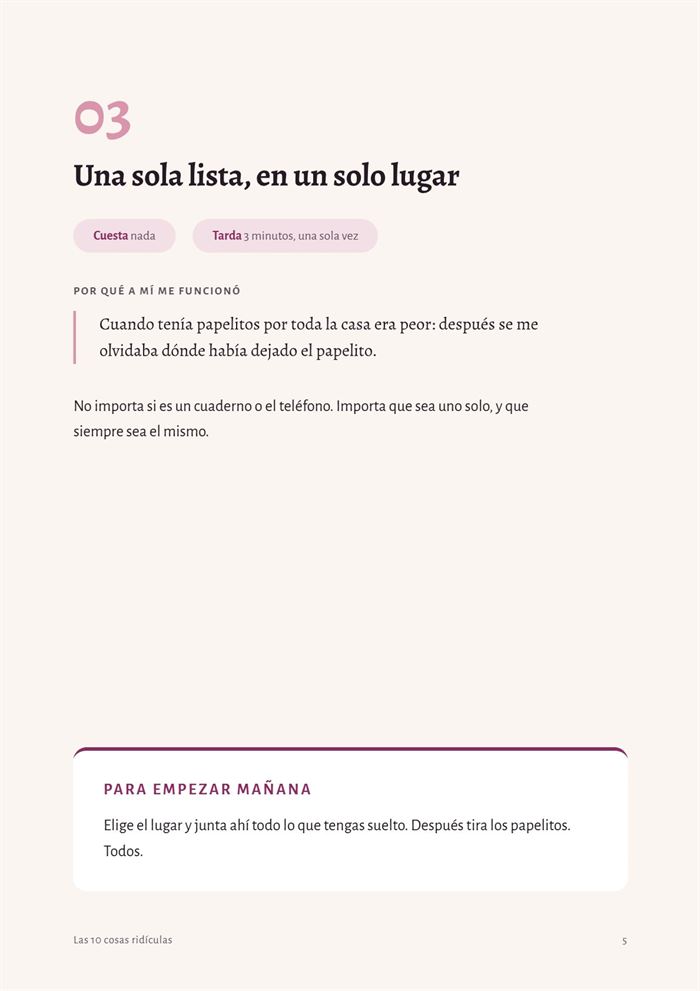 Otra página del interior de la guía